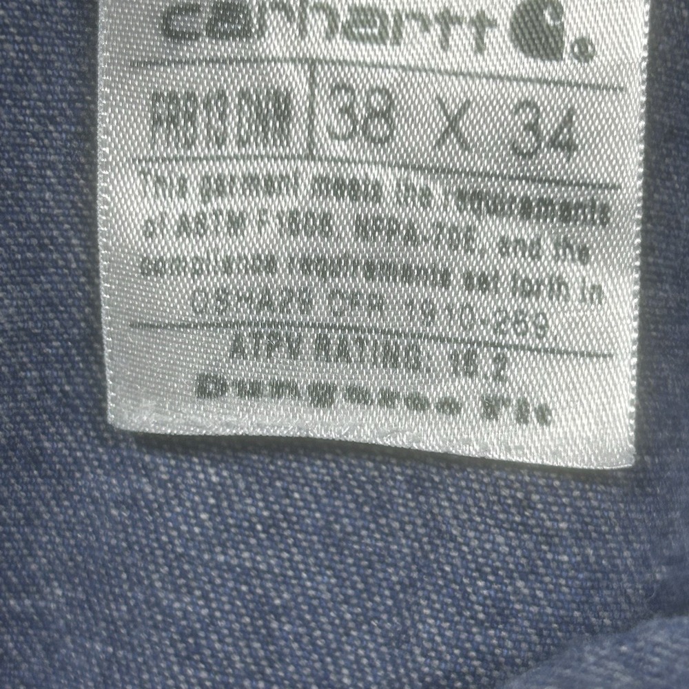 Carhartt FR Jeans Men's 38x34 Dungaree Fit Blue Work Safety Visibility FRB13 - Picture 13 of 16